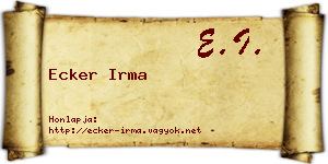 Ecker Irma névjegykártya